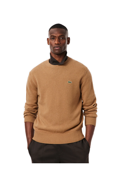 MAGLIONE GIROCOLLO IN LANA CARDATA BEIGE